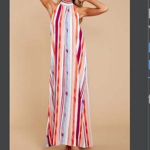 Red Dress Boutique Striped Maxi Dress Size Large